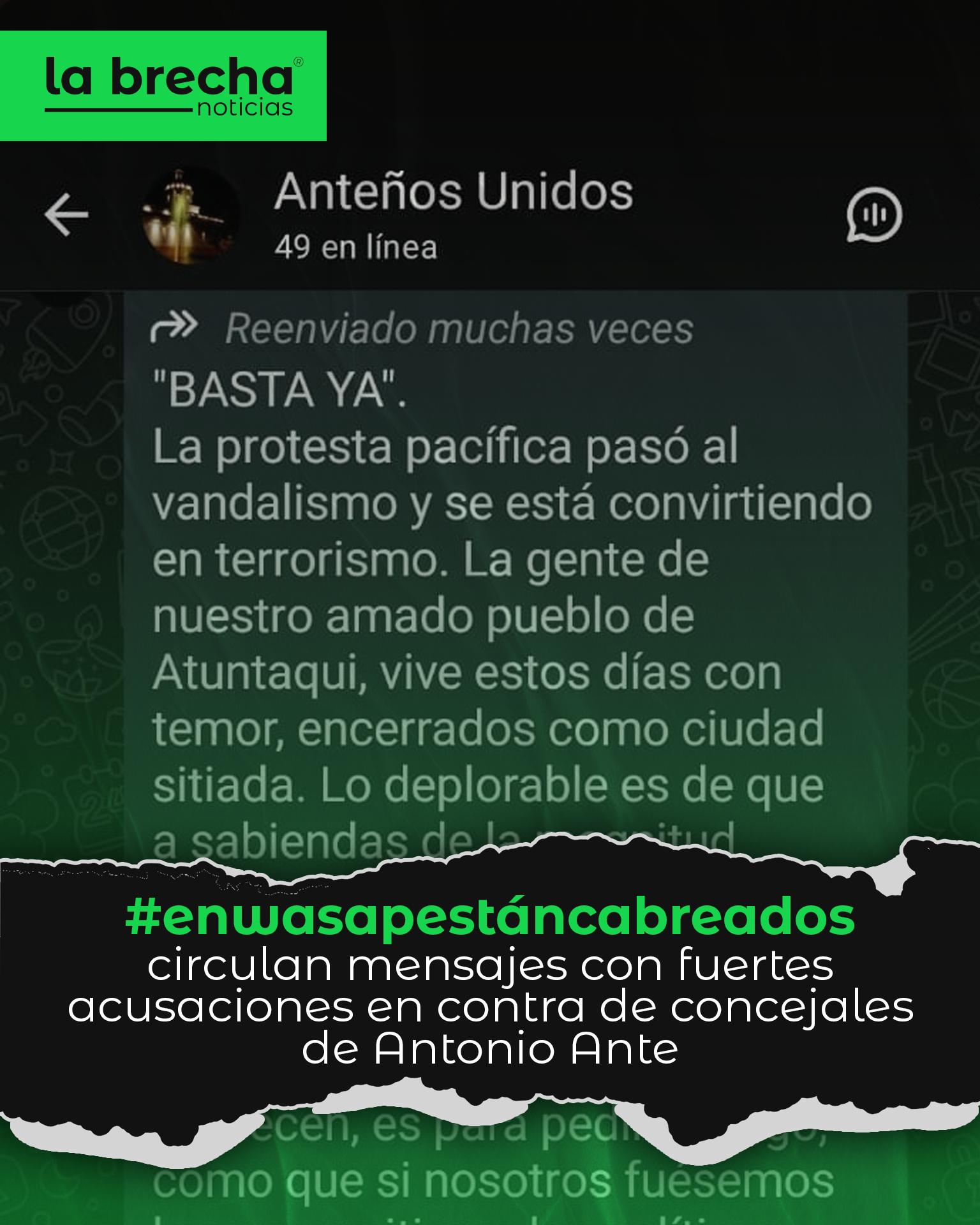 Circula mensaje explosivo en WhatsApp contra concejales de Antonio Ante en medio del paro